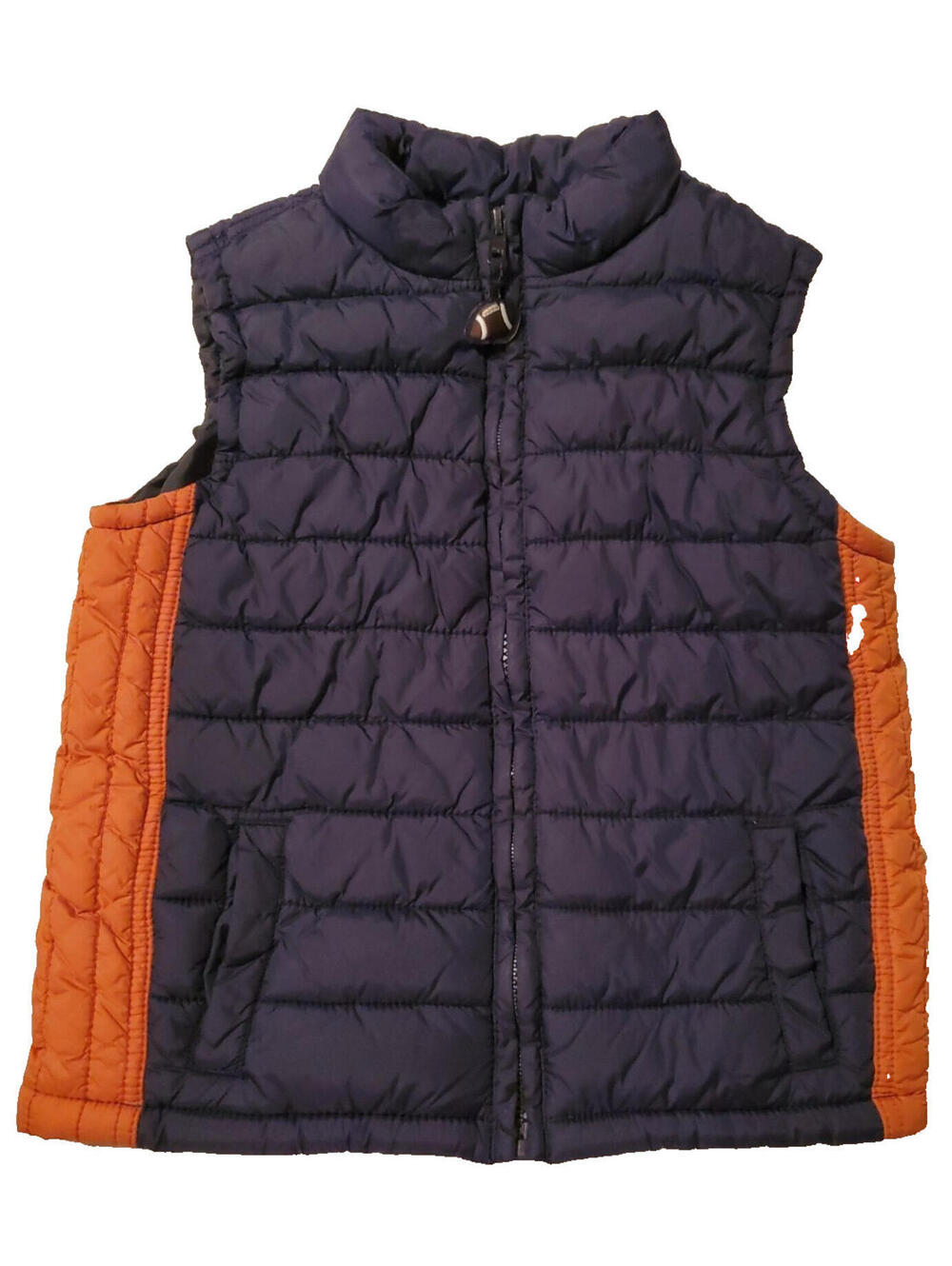 Gymboree Boy's Puffer Vest Football Orange Navy Blue Size 4T 5T